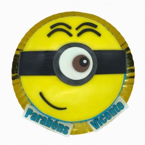 Bolo Redondo Com Formato De Minion