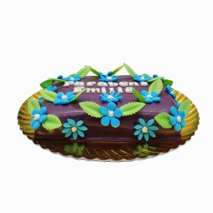 Bolo Retangular Com Flores Azuis E Entrega Grátis