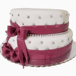 Bolo Feminino Com 2 Andares Laços E Bijuteria