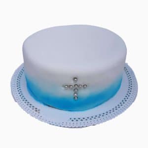 Bolo Azul E Branco Com Cruz
