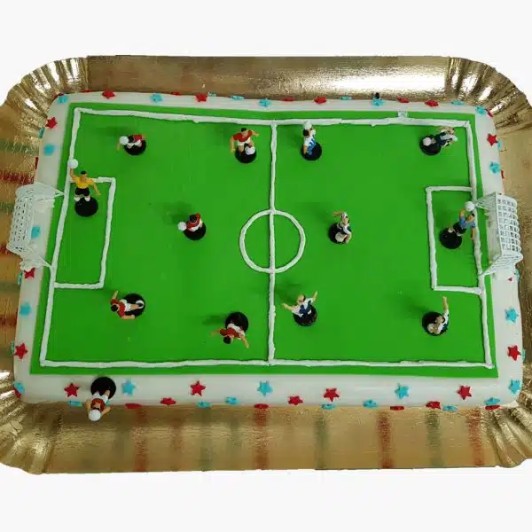 Bolo De Campo De Futebol Com Estrelas Nas Laterais