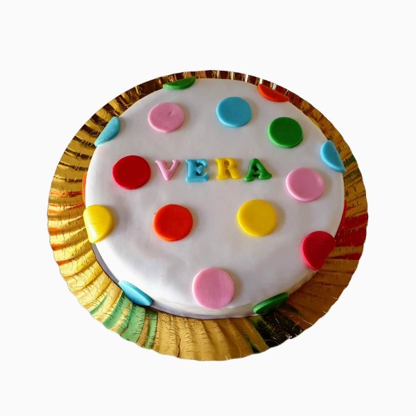 Bolo Branco Com Bolinhas Coloridas