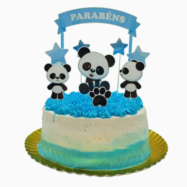 Bolo Azul Com Pandas Para Rapaz