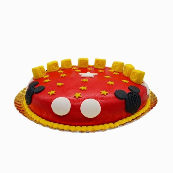Bolo Vermelho Do Mickey Com Cubos Amarelos