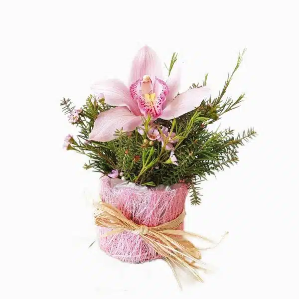 Centro Com Orquídea Cor De Rosa