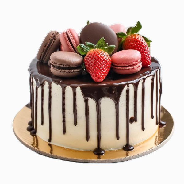 Bolo De Aniversário Com Chocolate A Escorrer De Lado