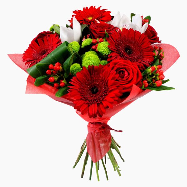 Bouquet De Flores Mistas Com Cores Vermelhas