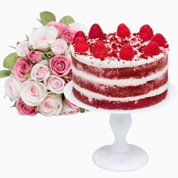 Pack De Bolo Red Velvet Com Rosas