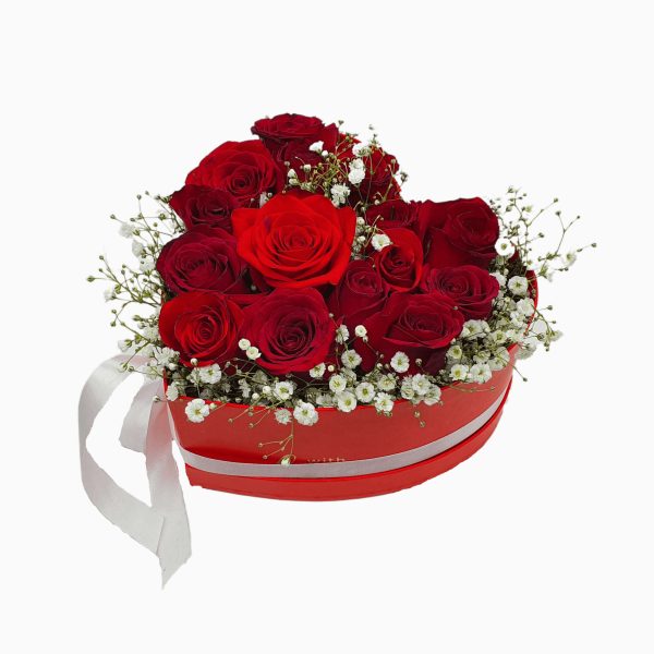 Caixa De Rosas Em Forma De Coração