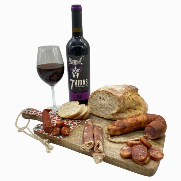 Pack De Vinhos E Enchidos Com Tábua De Madeira