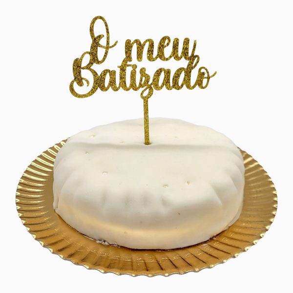 Bolo De Batizado Com Topo Dourado